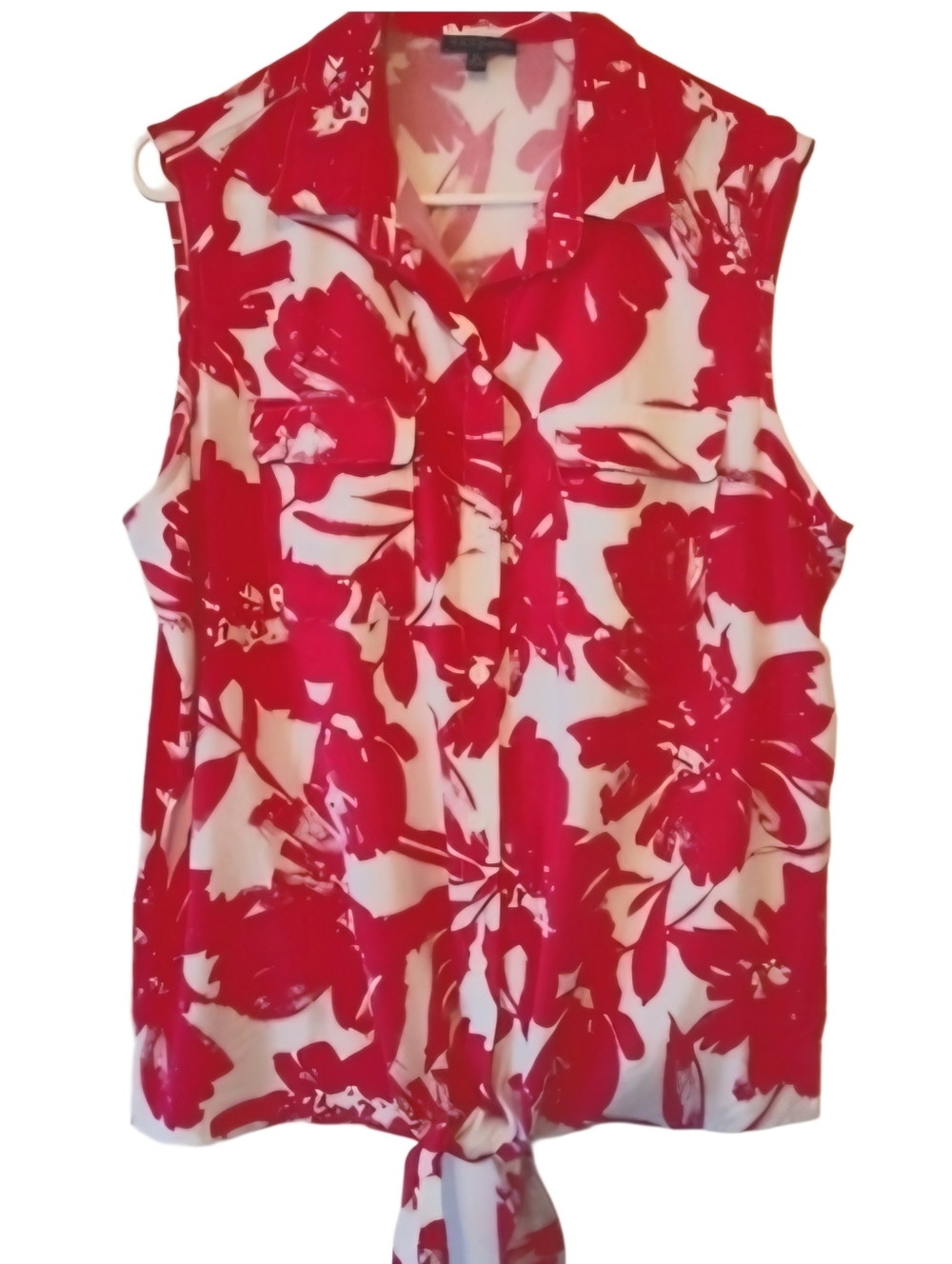 SUMMER SALE! Pink & White Floral Tie-Front Blouse